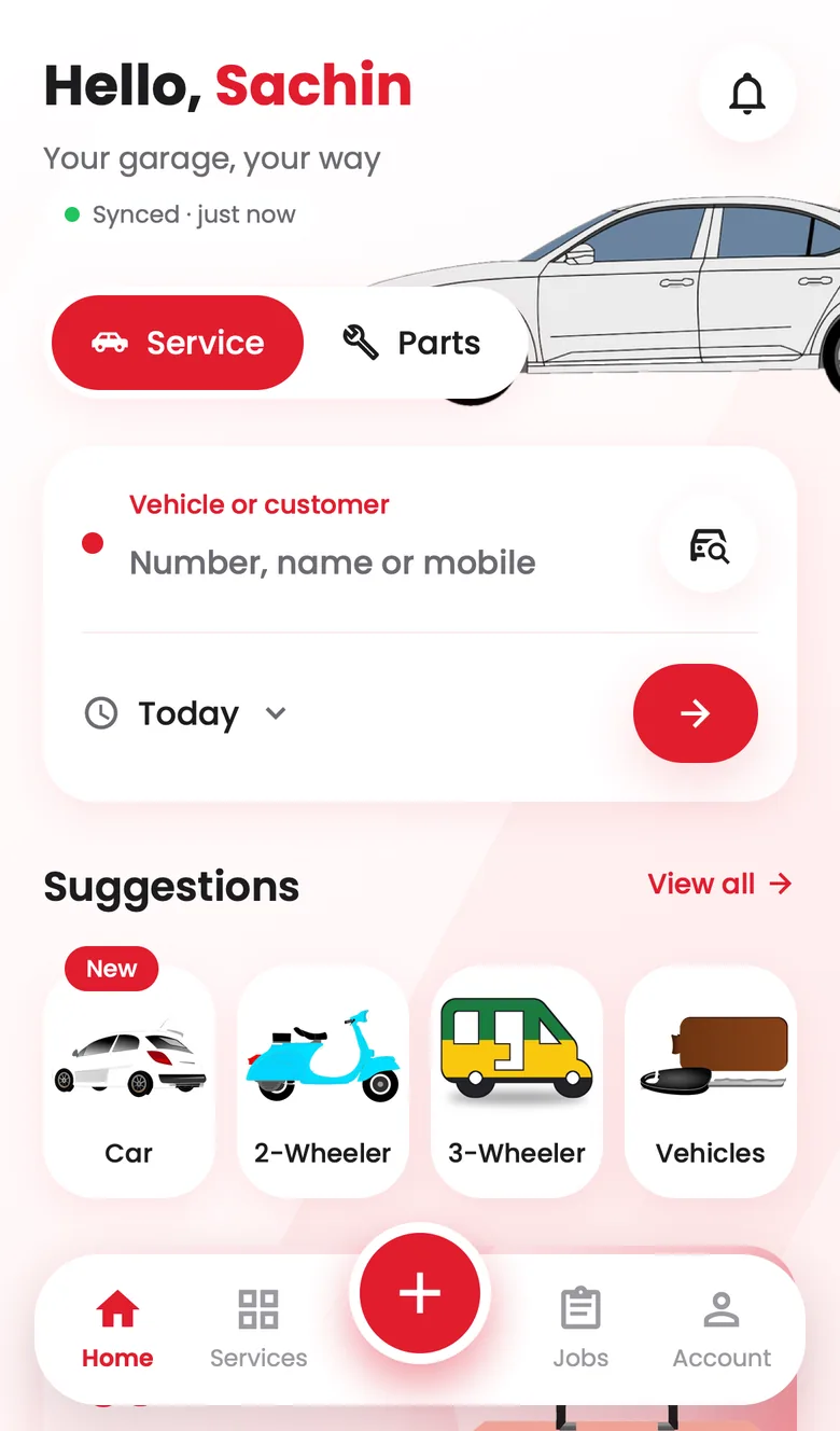 Garage Pro: Home screen